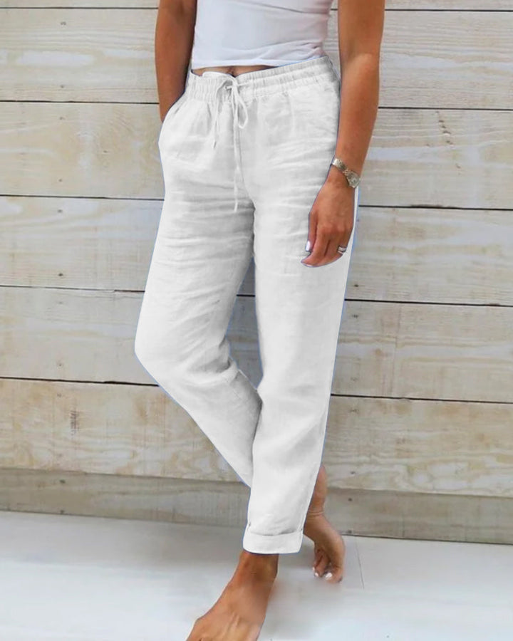 Dulcie Pants Made of Cotton and Linen with Elastic Waist