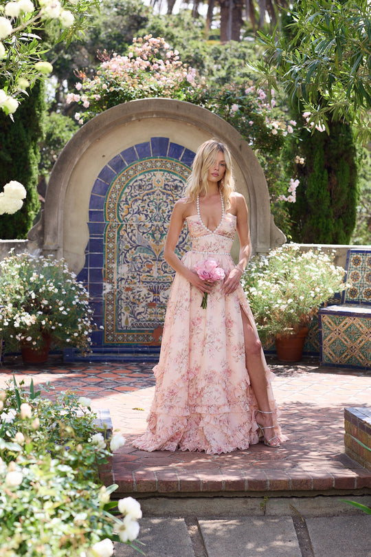 Miriam | Dress in Peach Tapestry
