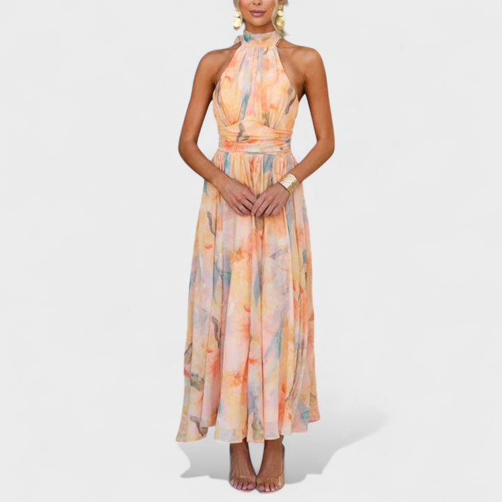 Felicity | Abstract Halter Maxi Dress