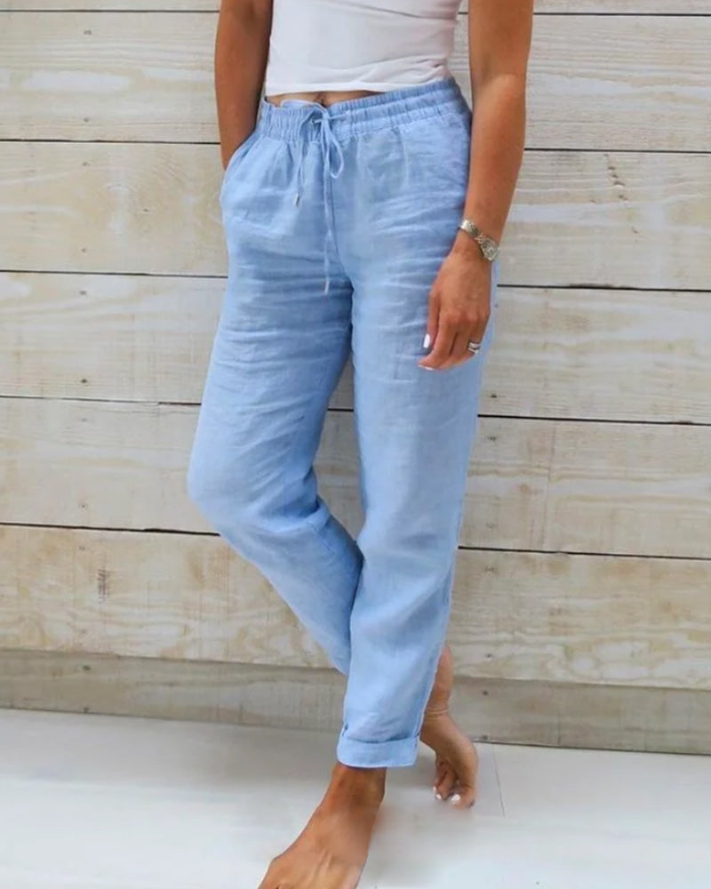 Dulcie Pants Made of Cotton and Linen with Elastic Waist
