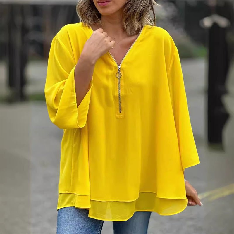 Angharad | Chiffon Zipper Blouse