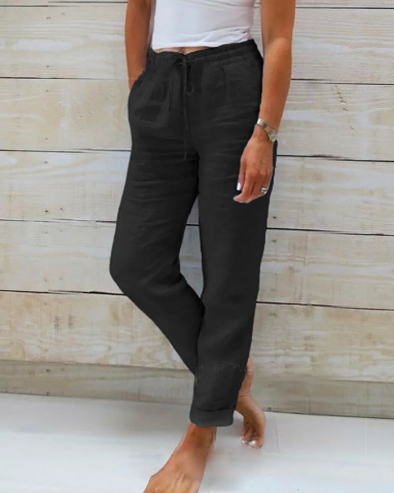 Dulcie Pants Made of Cotton and Linen with Elastic Waist
