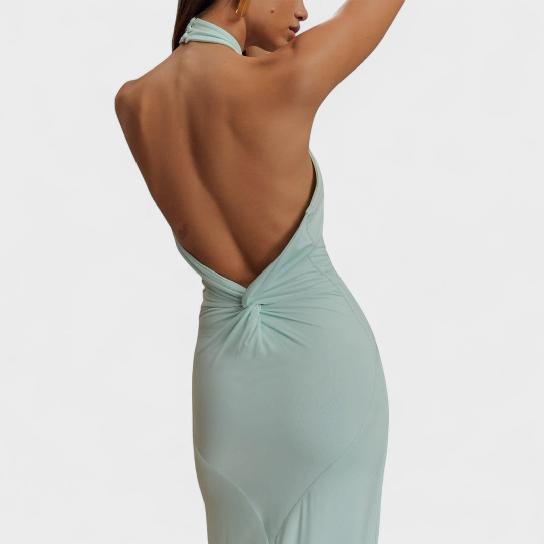 Geraldine | Sleek Halter Maxi Dress