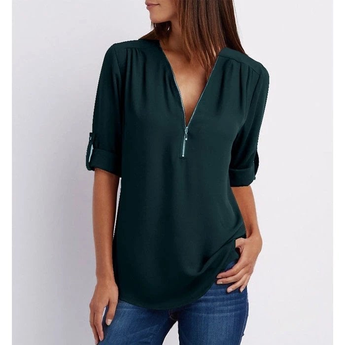 Carolyn | Chic Zipper Blouse