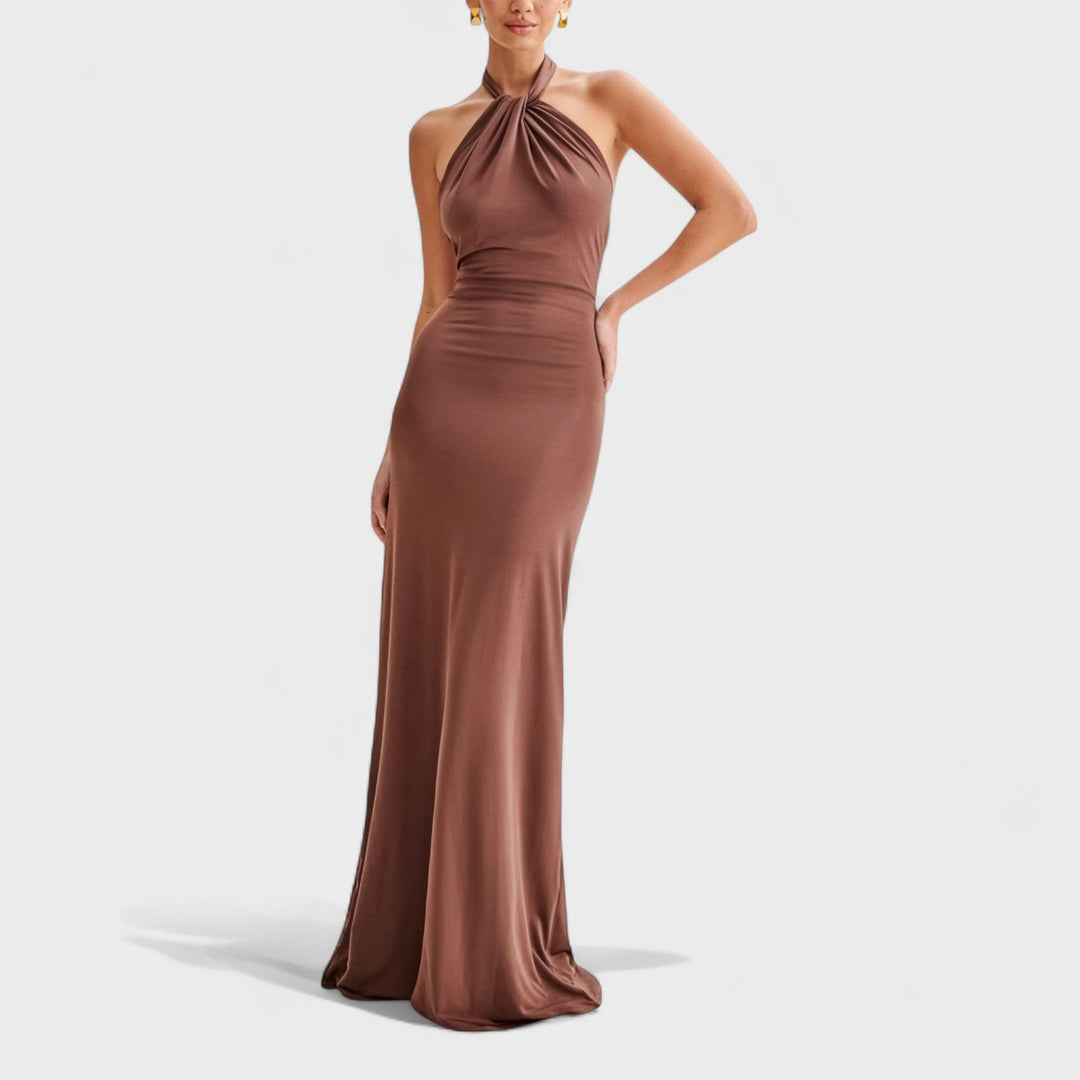 Geraldine | Sleek Halter Maxi Dress