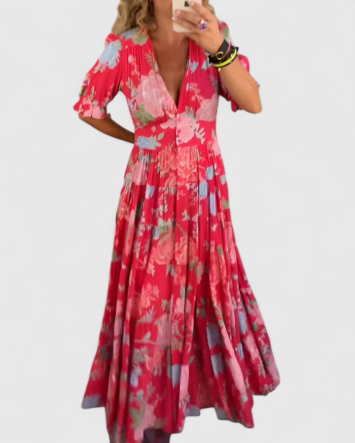 Bertha | Elegant Floral V-neck Dress