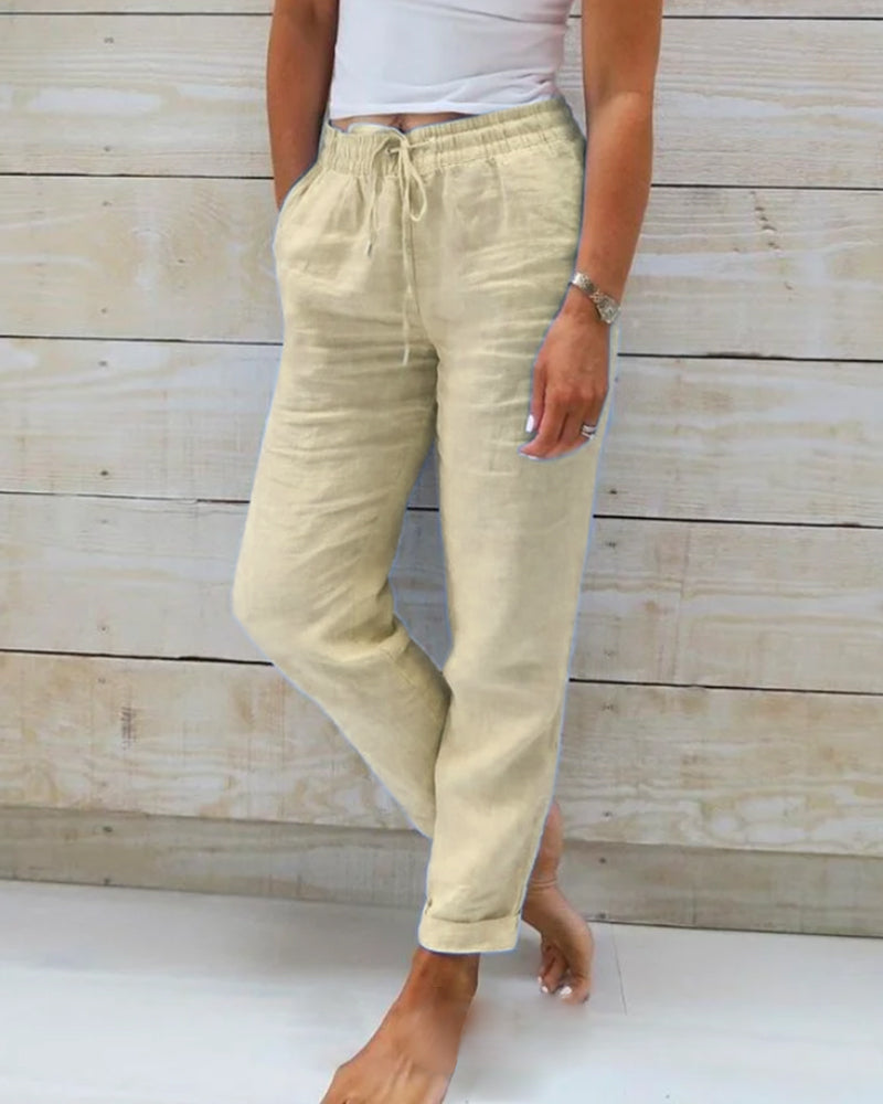 Dulcie Pants Made of Cotton and Linen with Elastic Waist
