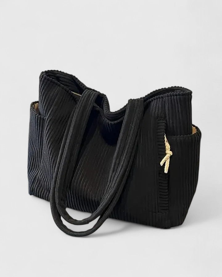 Morgaine | Luxurious Ribbed Tote Bag with Cord Detail