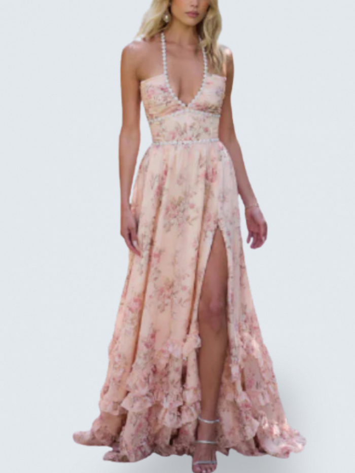 Miriam | Dress in Peach Tapestry