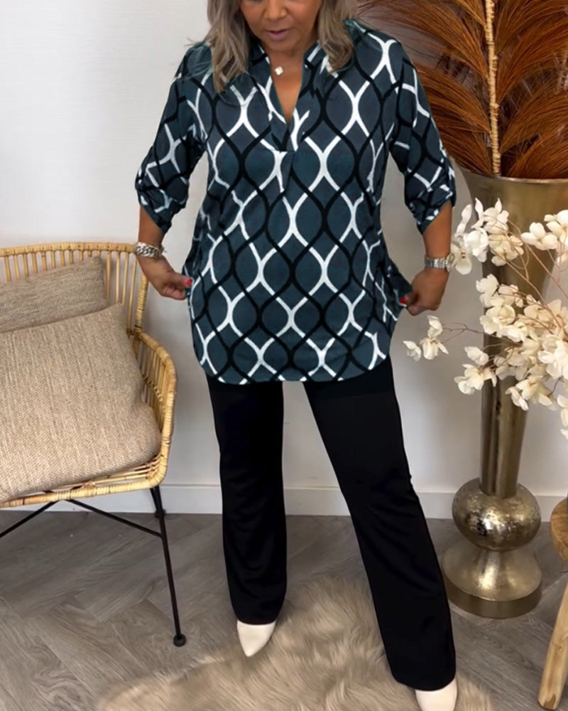 Aureliana™ | Casual Blouse with Long Sleeves and Elegant Pattern