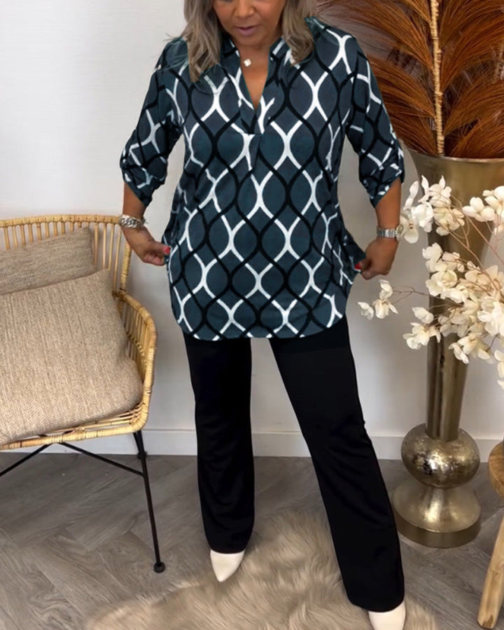 Aureliana™ | Casual Blouse with Long Sleeves and Elegant Pattern