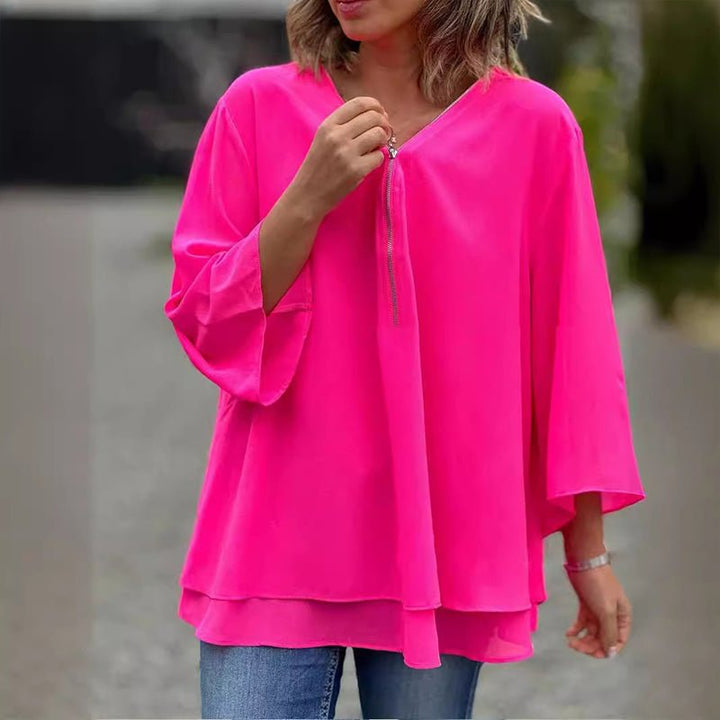 Angharad | Chiffon Zipper Blouse