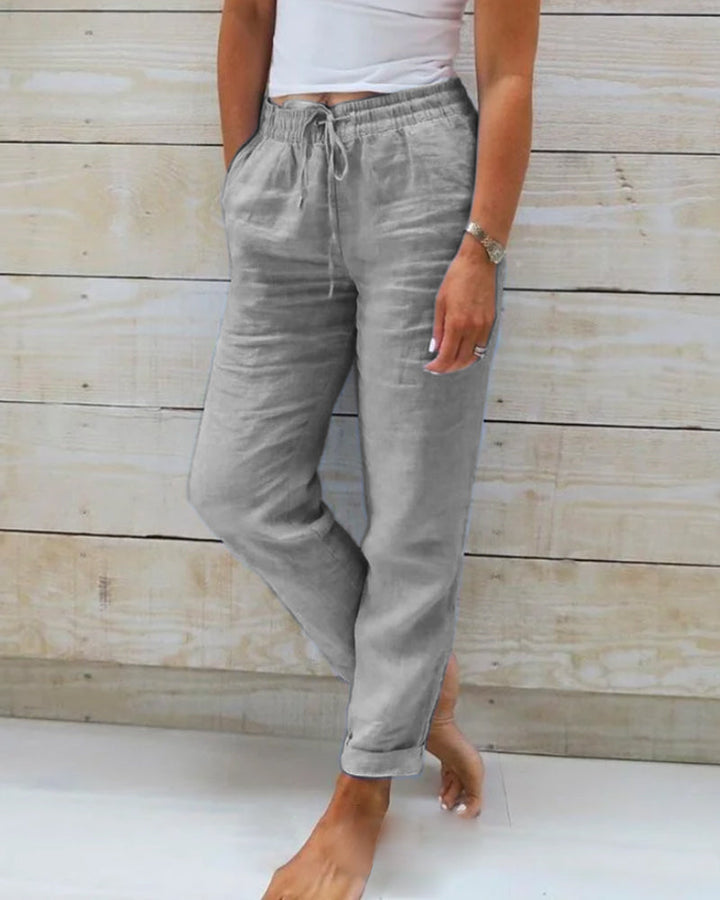 Dulcie Pants Made of Cotton and Linen with Elastic Waist