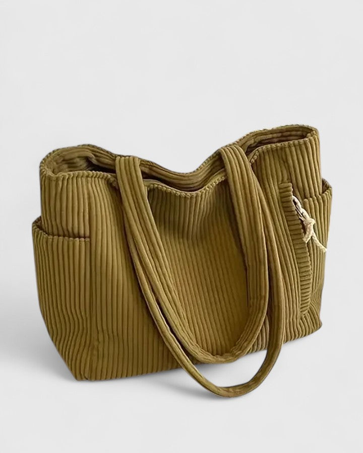 Morgaine | Luxurious Ribbed Tote Bag with Cord Detail