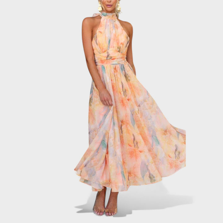 Felicity | Abstract Halter Maxi Dress