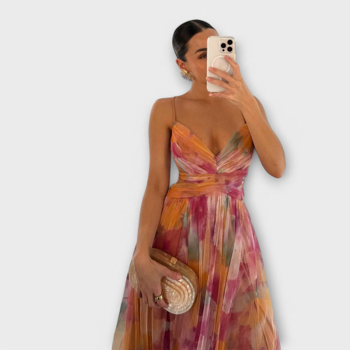 Ellen Mesh Maxi Dress - Elegant and Figure-Shaping
