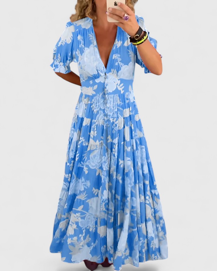 Bertha | Elegant Floral V-neck Dress