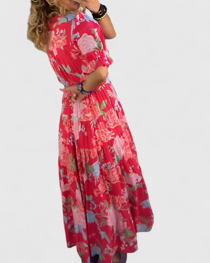Bertha | Elegant Floral V-neck Dress