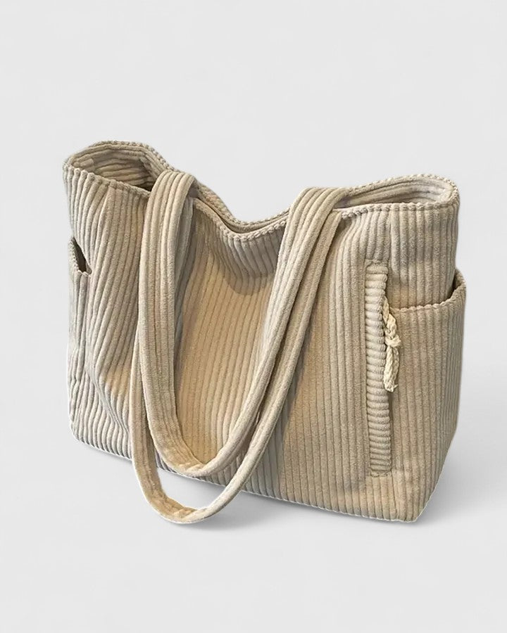 Morgaine | Luxurious Ribbed Tote Bag with Cord Detail
