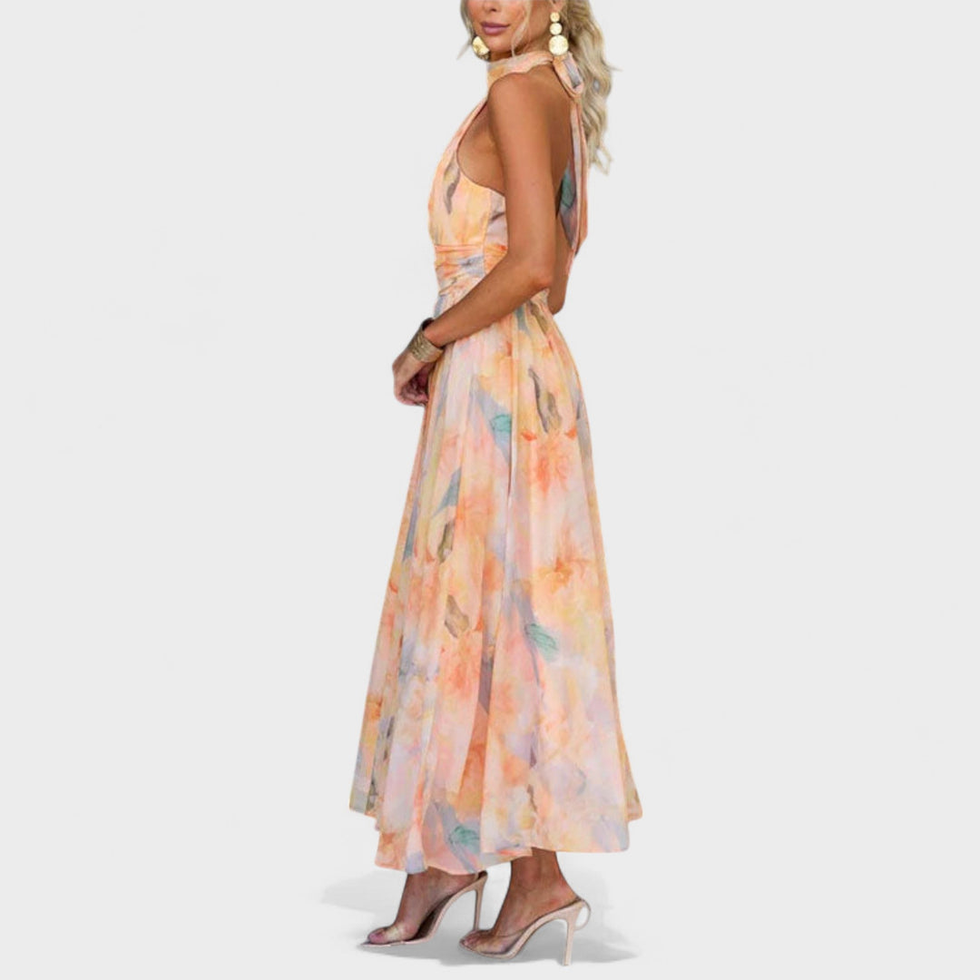 Felicity | Abstract Halter Maxi Dress