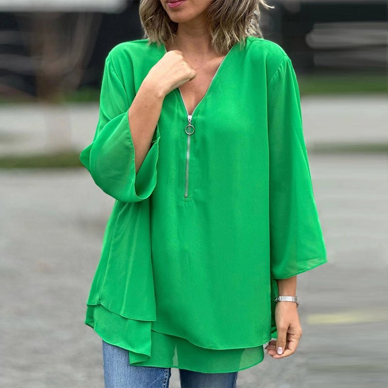 Angharad | Chiffon Zipper Blouse