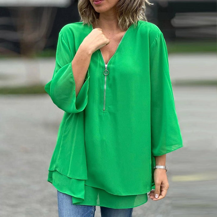 Angharad | Chiffon Zipper Blouse
