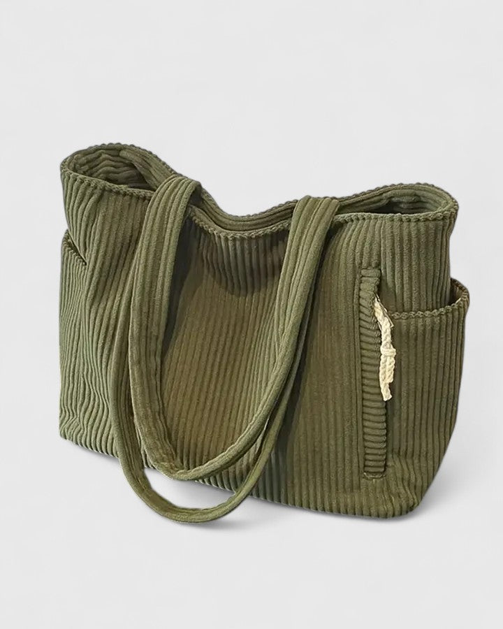 Morgaine | Luxurious Ribbed Tote Bag with Cord Detail