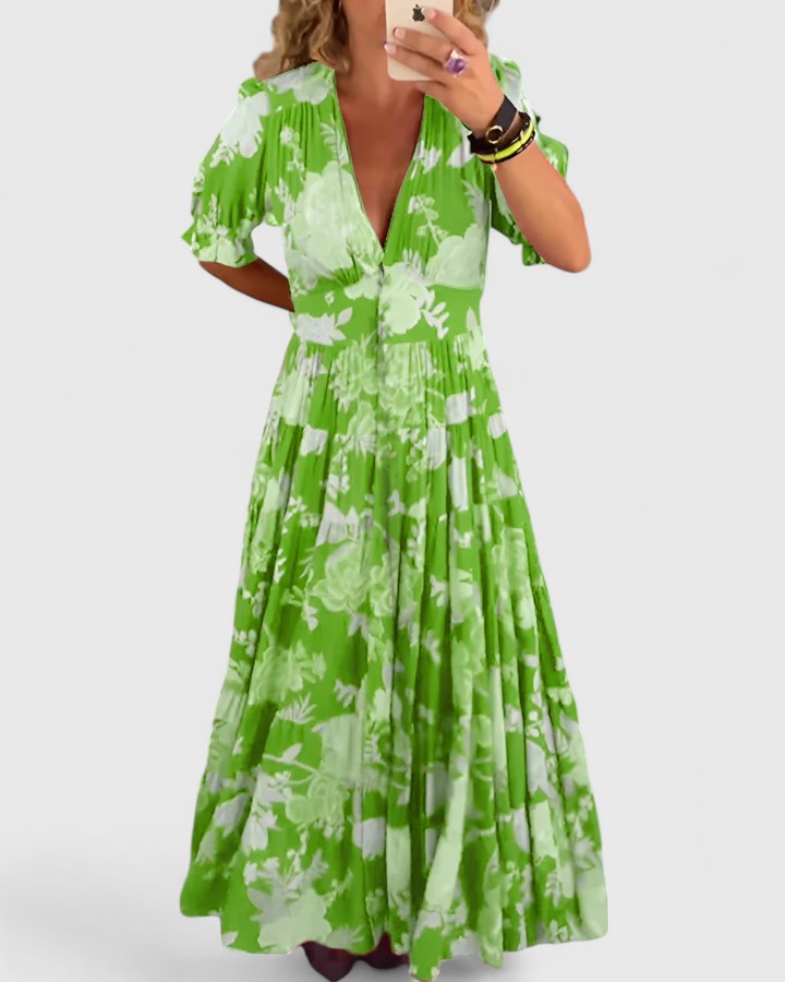 Bertha | Elegant Floral V-neck Dress