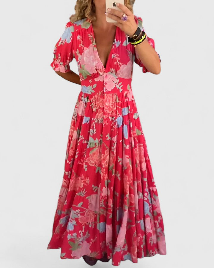 Bertha | Elegant Floral V-neck Dress