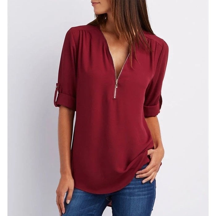 Carolyn | Chic Zipper Blouse