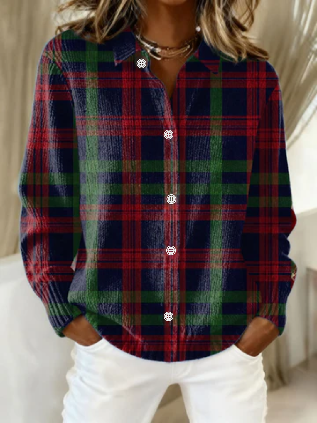 Annette™ – Checked Hoodie Blouse