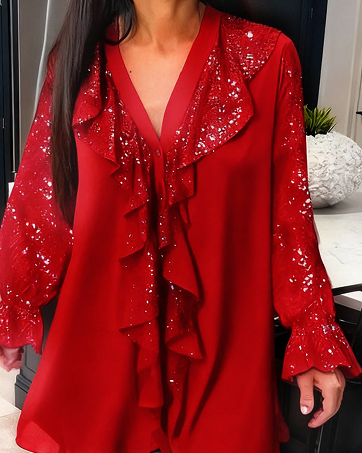 Arlene Solid colour Blouses with Ruffles
