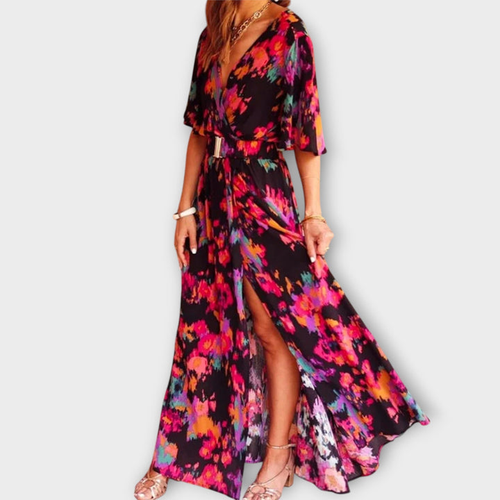 Elspeth - Stylish Wrap Maxi Dress with Flowing Design