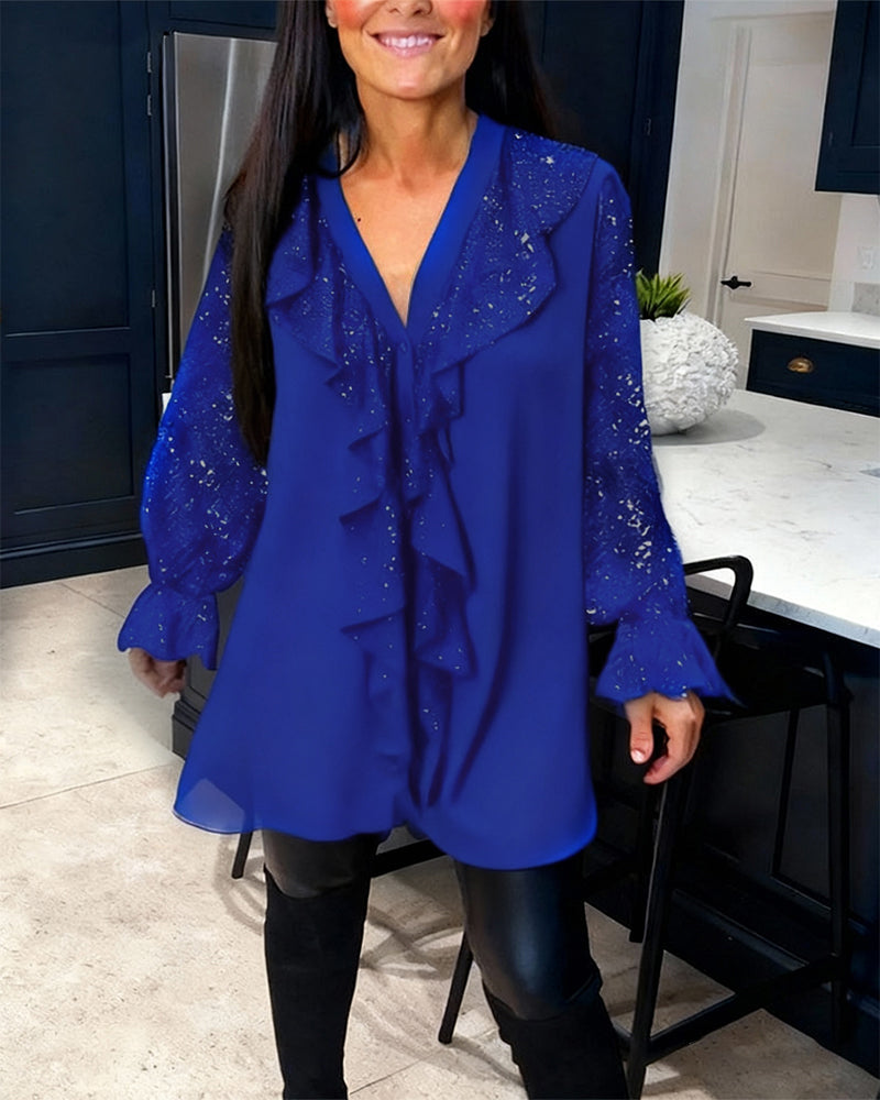 Arlene Solid colour Blouses with Ruffles
