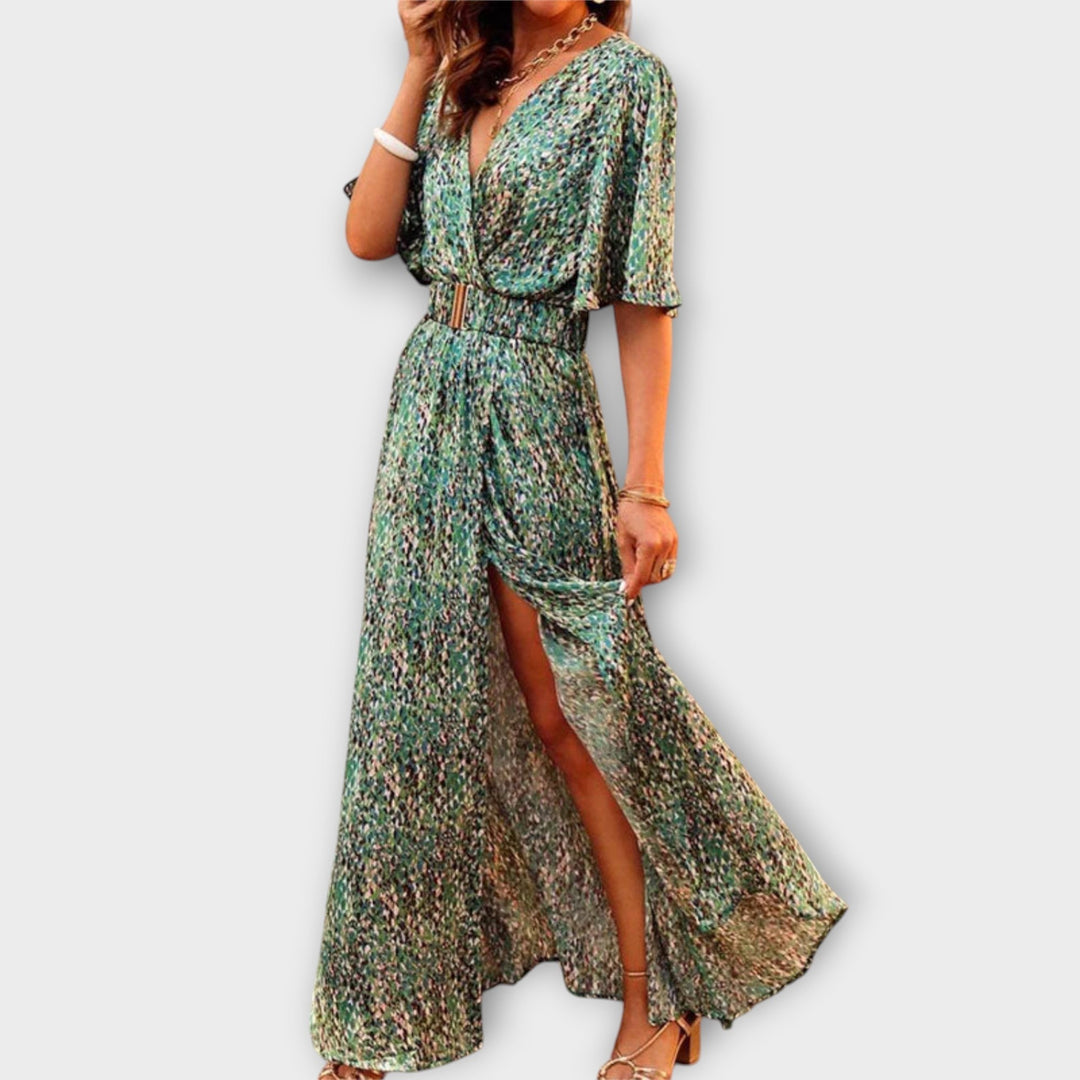 Elspeth - Stylish Wrap Maxi Dress with Flowing Design