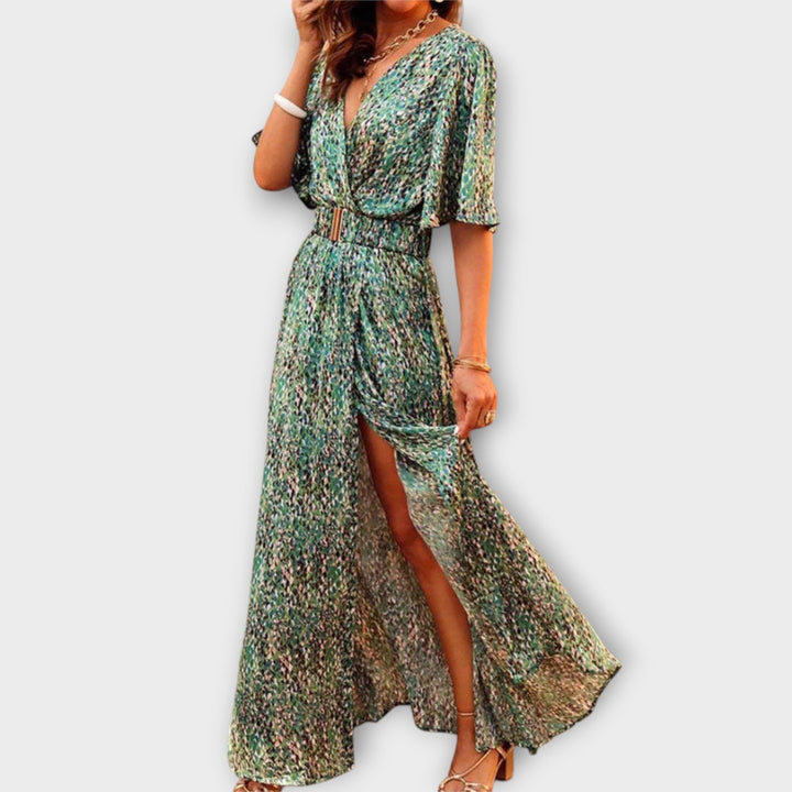 Elspeth - Stylish Wrap Maxi Dress with Flowing Design