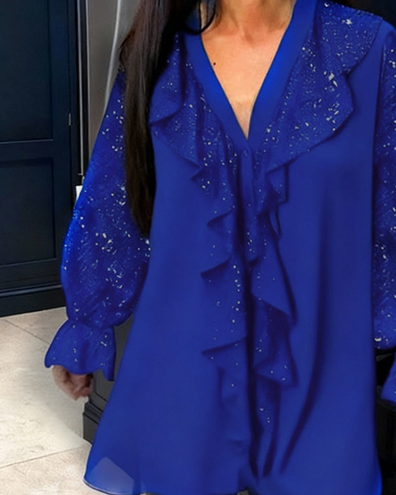 Arlene Solid colour Blouses with Ruffles