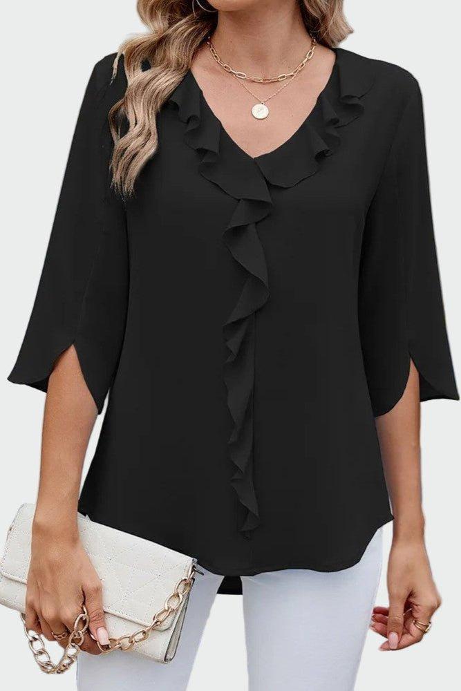 Andrea | Elegantes schwarzes Hemd