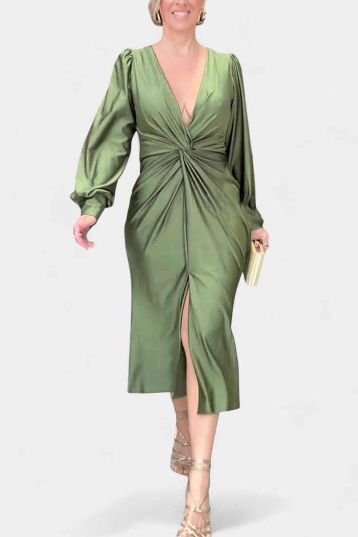 Brigitte | Klassisches Kleid mit V-Ausschnitt