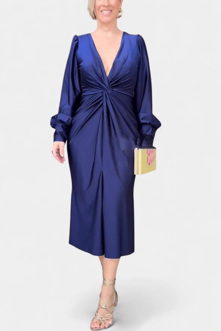 Brigitte | Klassisches Kleid mit V-Ausschnitt