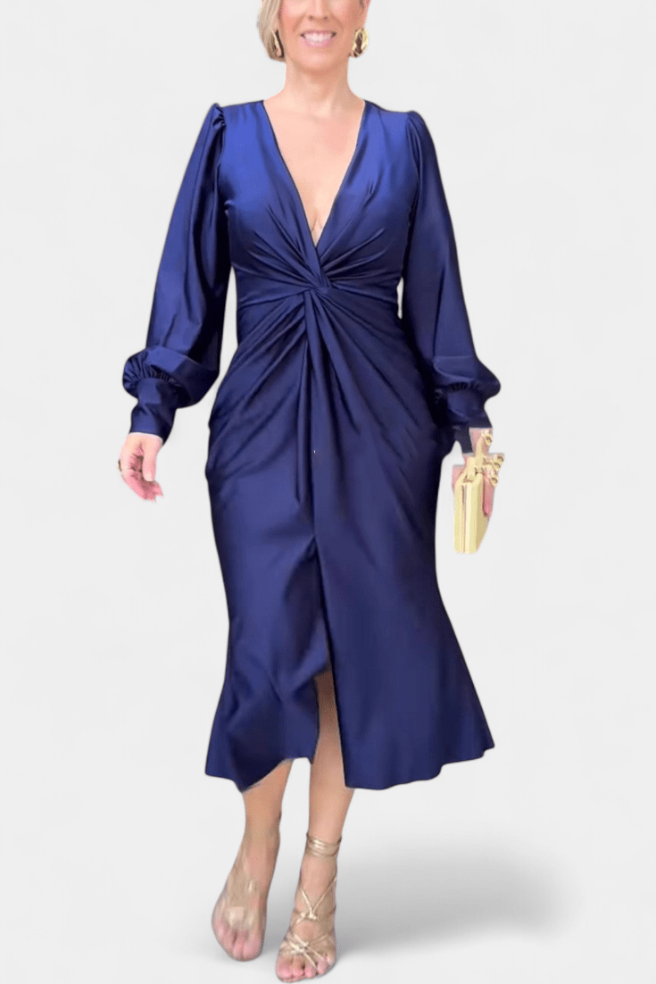 Brigitte | Klassisches Kleid mit V-Ausschnitt