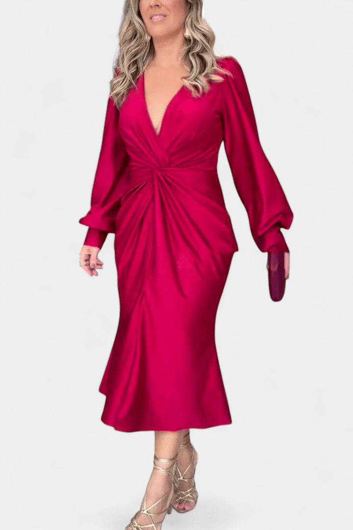 Brigitte | Klassisches Kleid mit V-Ausschnitt