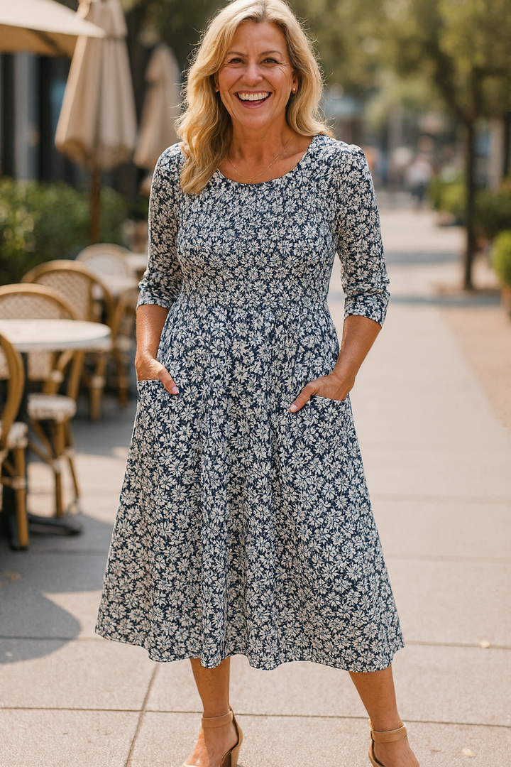 Iris | Everyday Elegance Midi Dress – Flattering Comfort, Timeless Confidence (S-5XL)