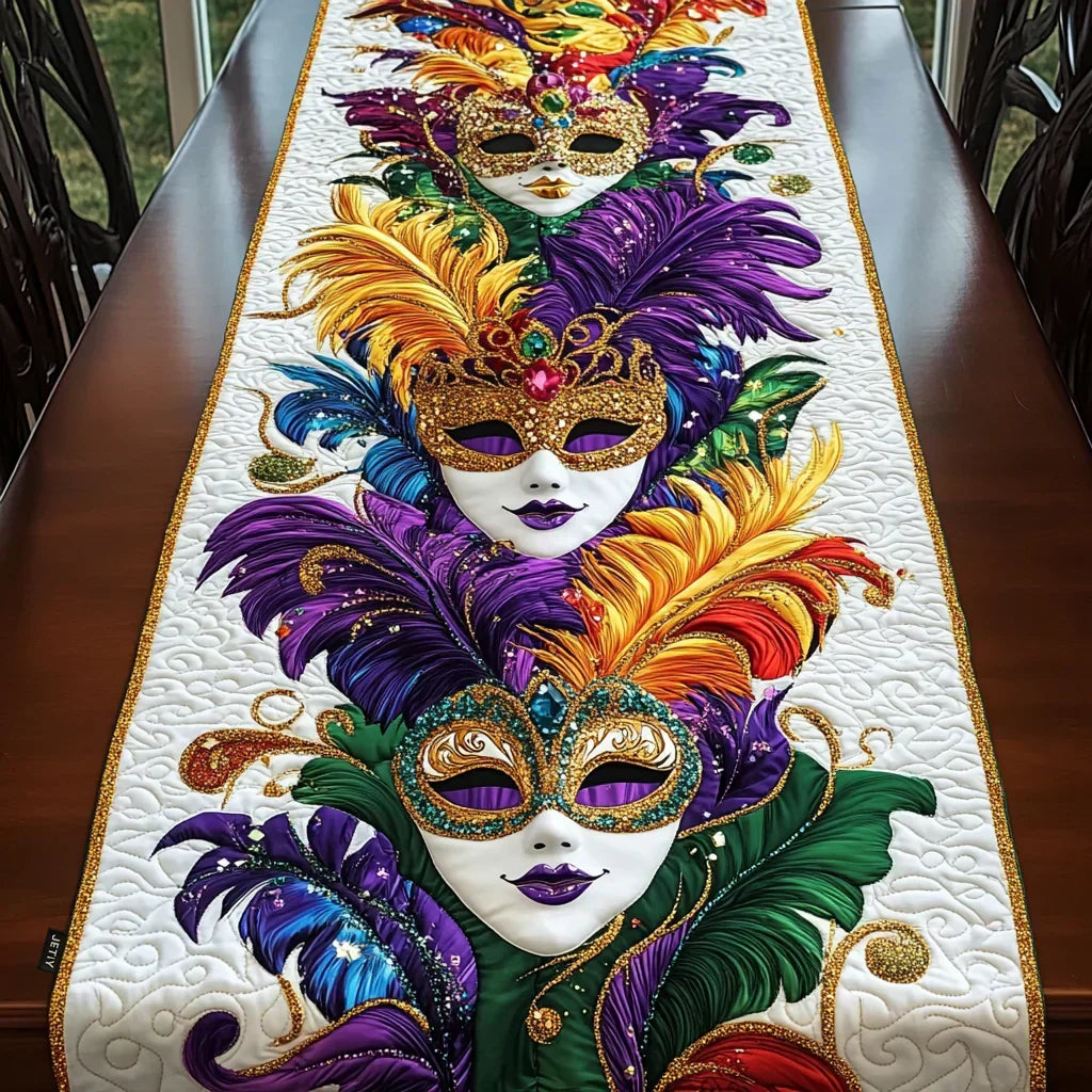 Quilt-Tischläufer mit Karnevalsmasken-Design