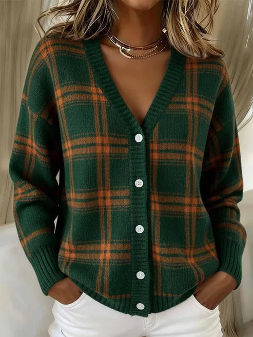 Madeline | Elegant Plaid Cardigan