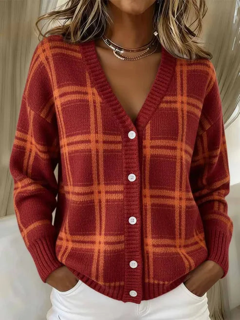 Madeline | Elegant Plaid Cardigan