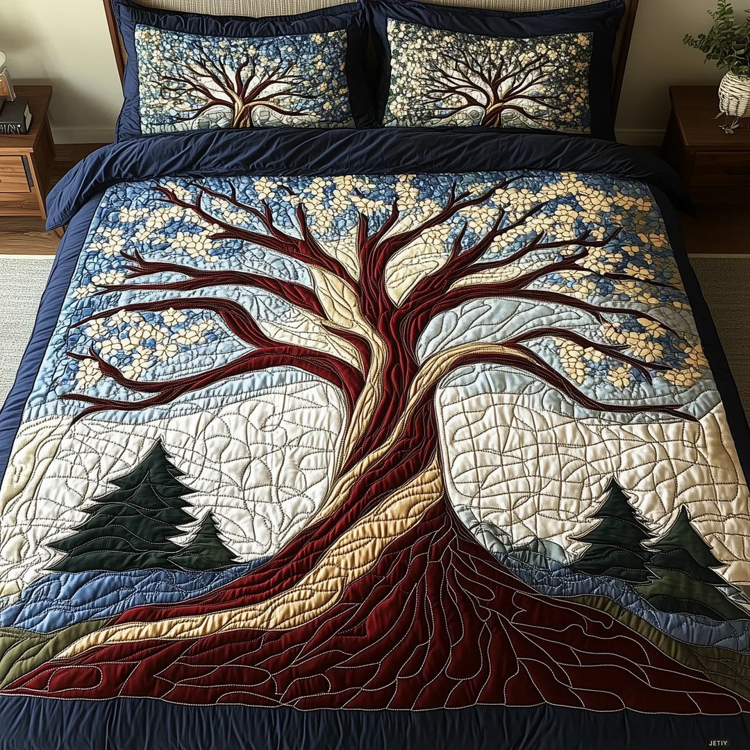 3-teiliges Steppbett-Set – Waldharmonie