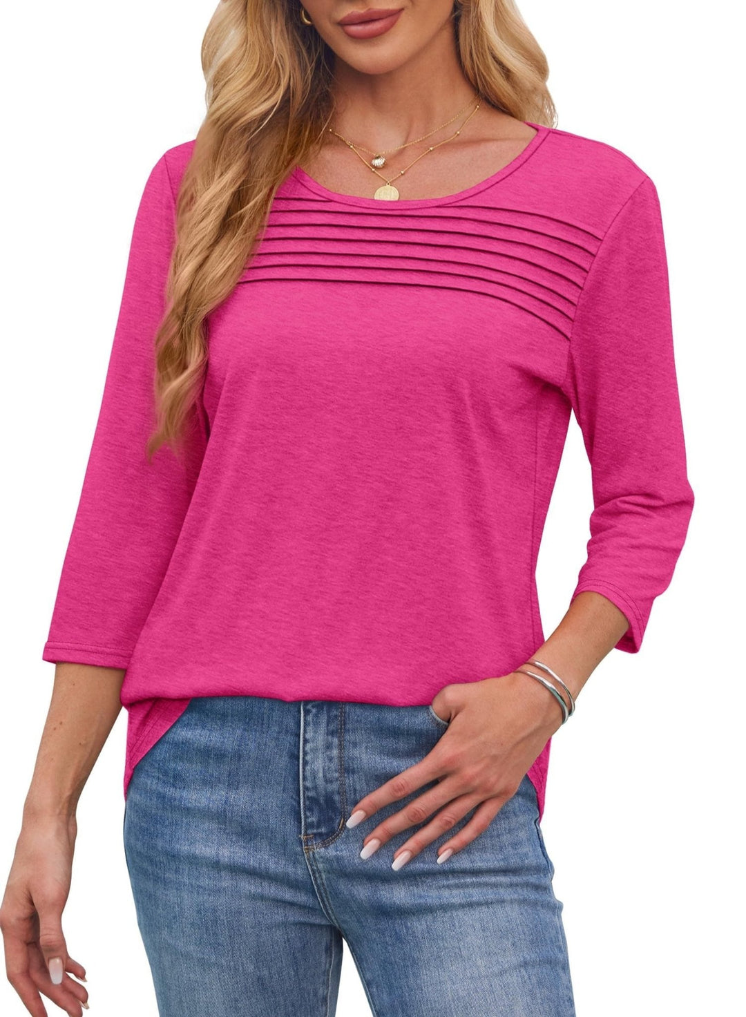 Antoinette | Pleated 3/4 Sleeve Top