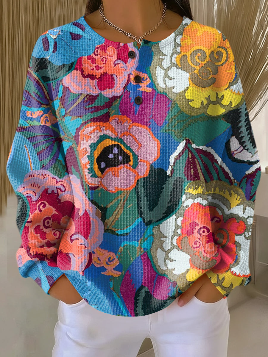 Olympe™ - Pullover with Large Colourful Flowers