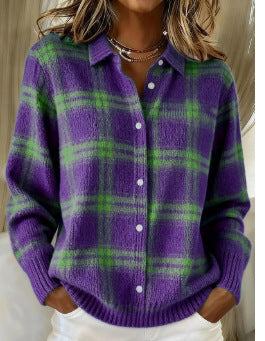 Annarose™ – Soft Hoodie Blouse with Check Pattern